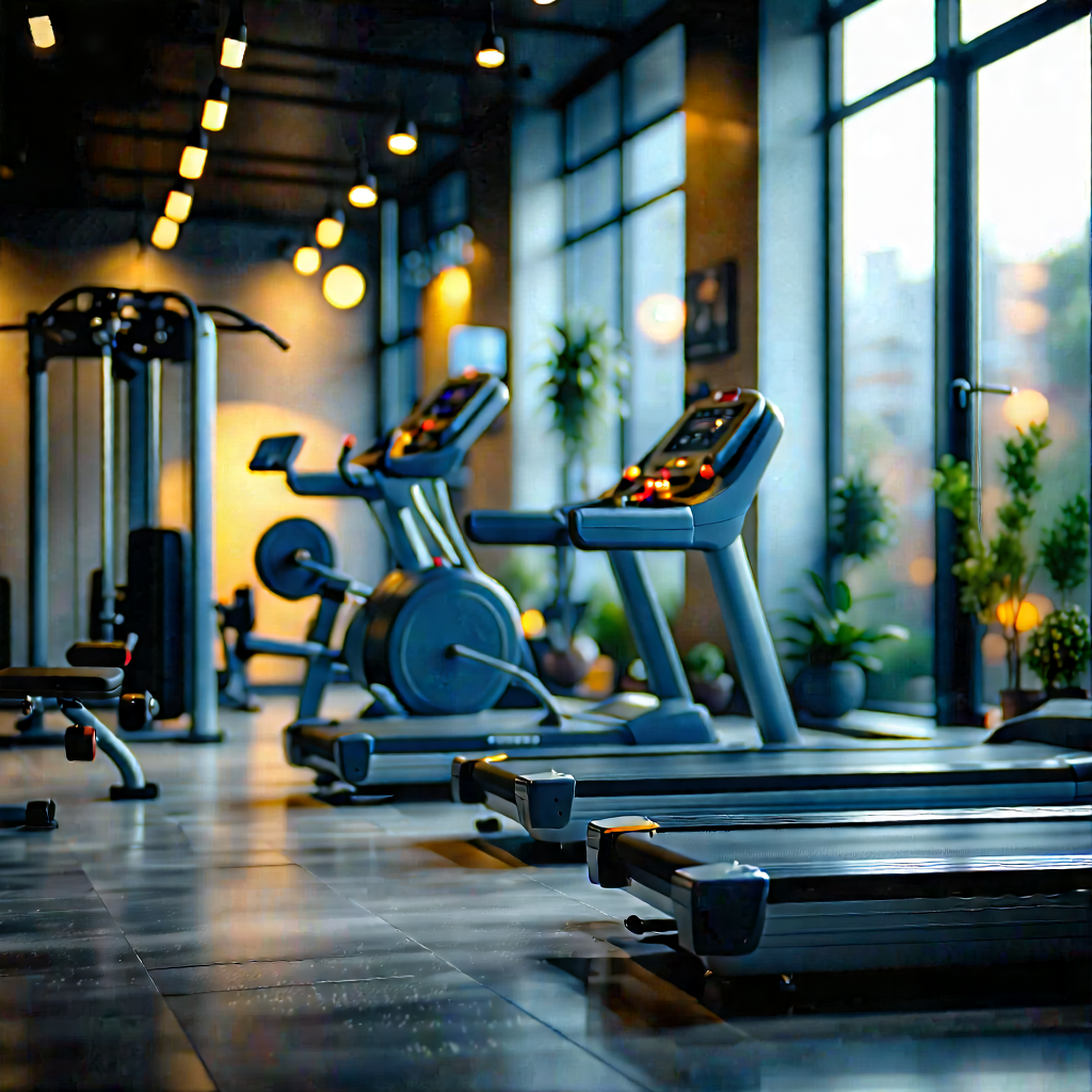 Lifestyle Tilt-shift Photography: Wellness Scene With Fitness Equipment With Image, There