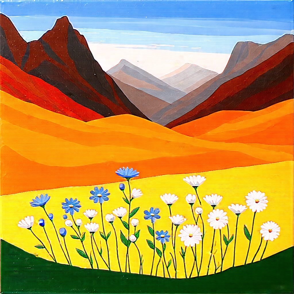 Nature Gouache Painting: Wildflowers In Natural Setting With Beautiful Painting
