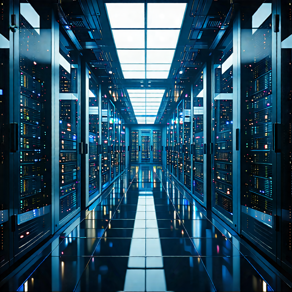 Tech Etching: Futuristic server room