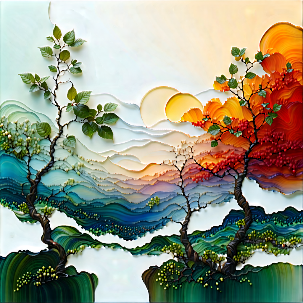 Abstract Encaustic Painting: Abstract interpretation of growth patterns