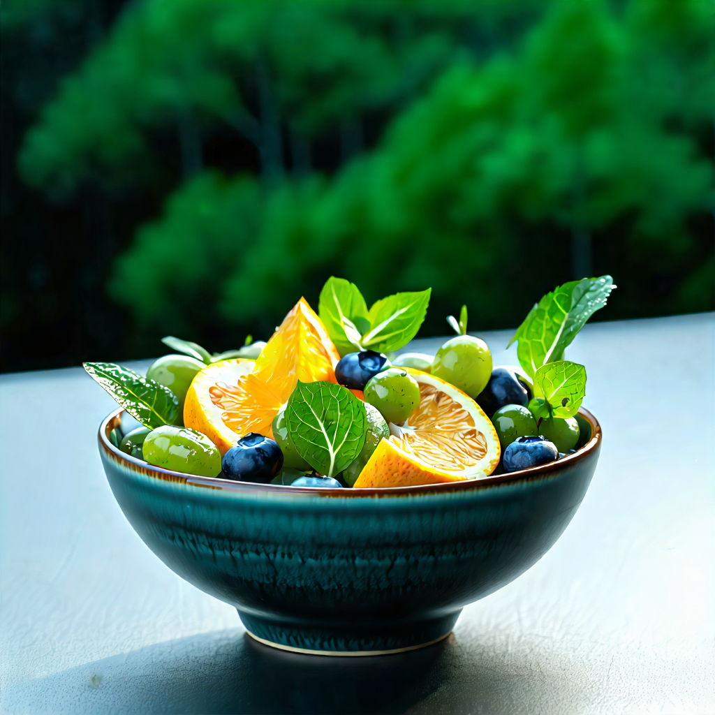 Lifestyle Etching: Wellness Scene With Healthy Food With Bowl Filled
