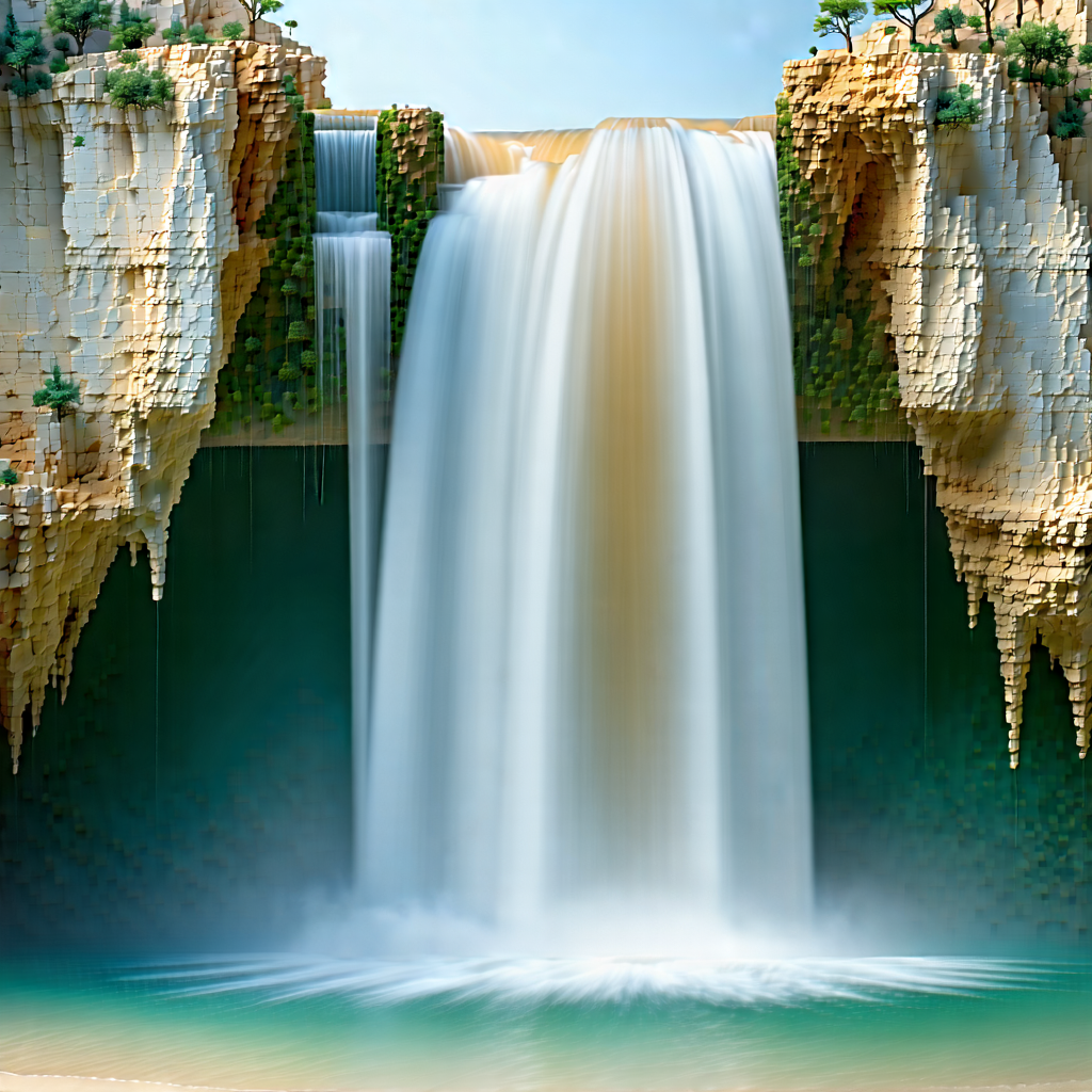 Nature Landscape Photography: Waterfall In Dry Season With Large Waterfall