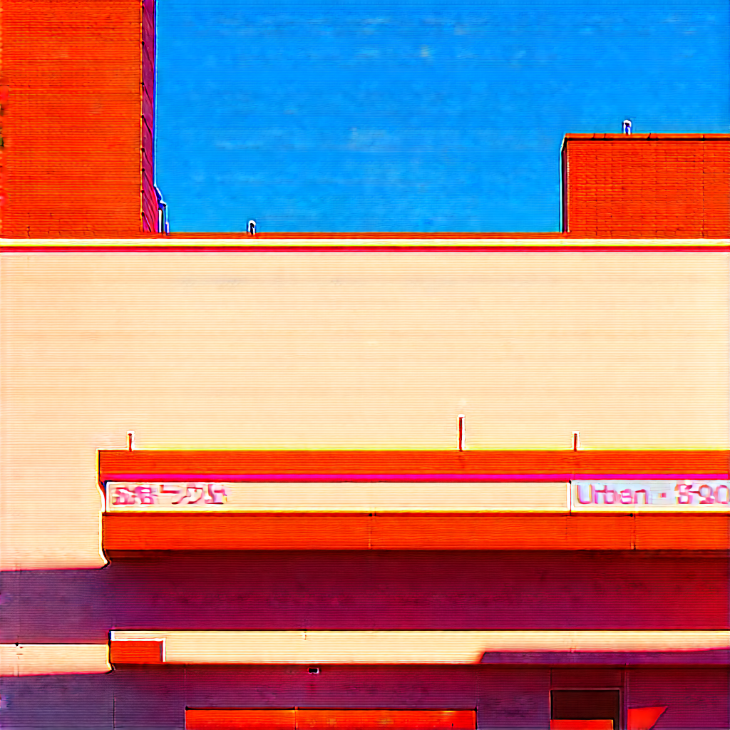 Urban Gouache Painting: Urban Shopping District Scene With Colorful Photo