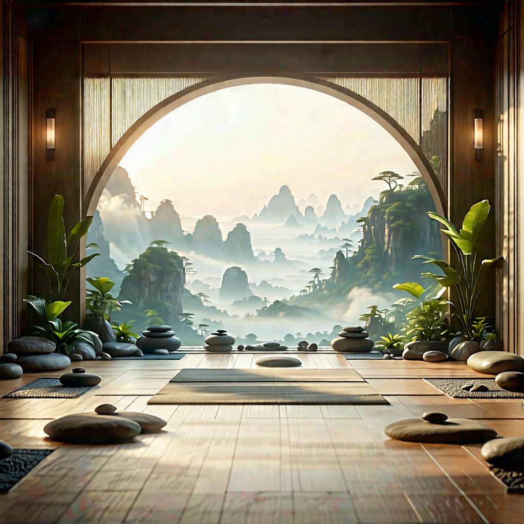 Lifestyle Concept Art: Wellness Scene With Meditation Space With Image, There