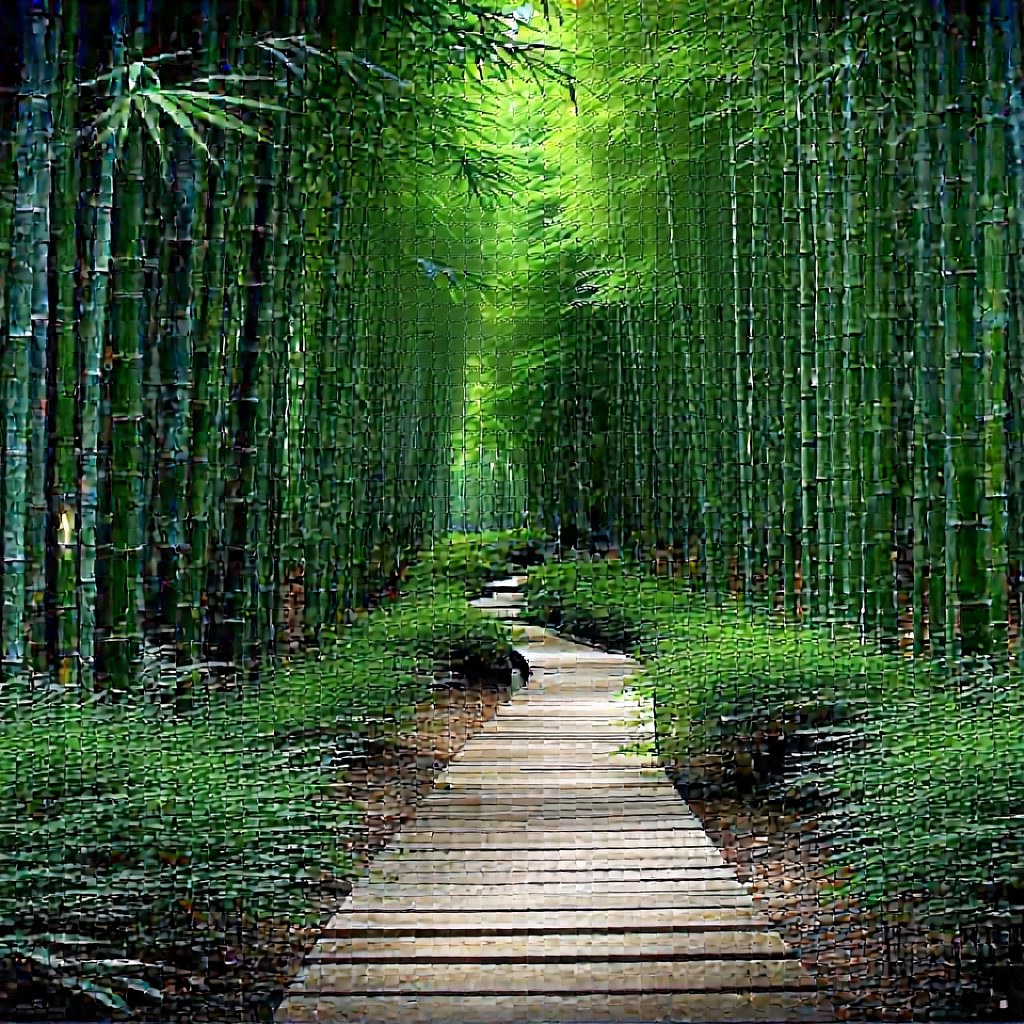 Nature Matte Painting: Path Through Bamboo Grove With Narrow Pathway