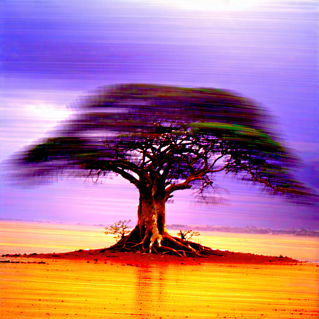 Nature Landscape Photography: Ancient tree in rainy season