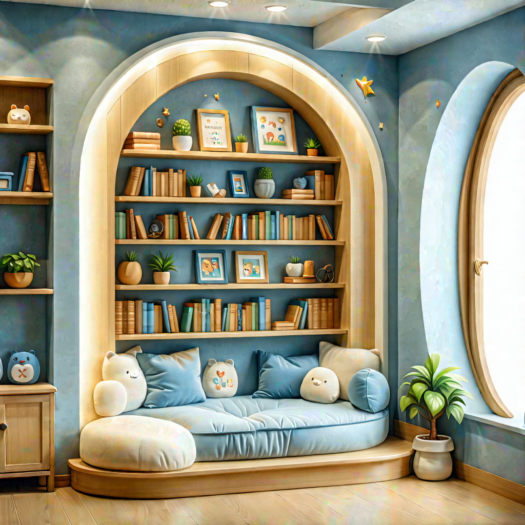 Lifestyle Pastel Drawing: Reading Nook With Organized Space With Image, There