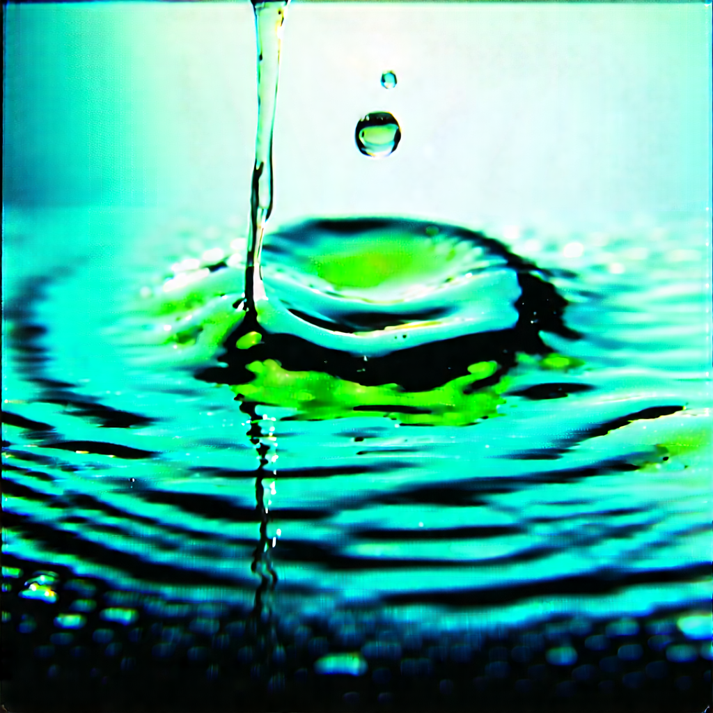 Abstract Polaroid Style: Macro View Of Liquid Interface With Close-up Water