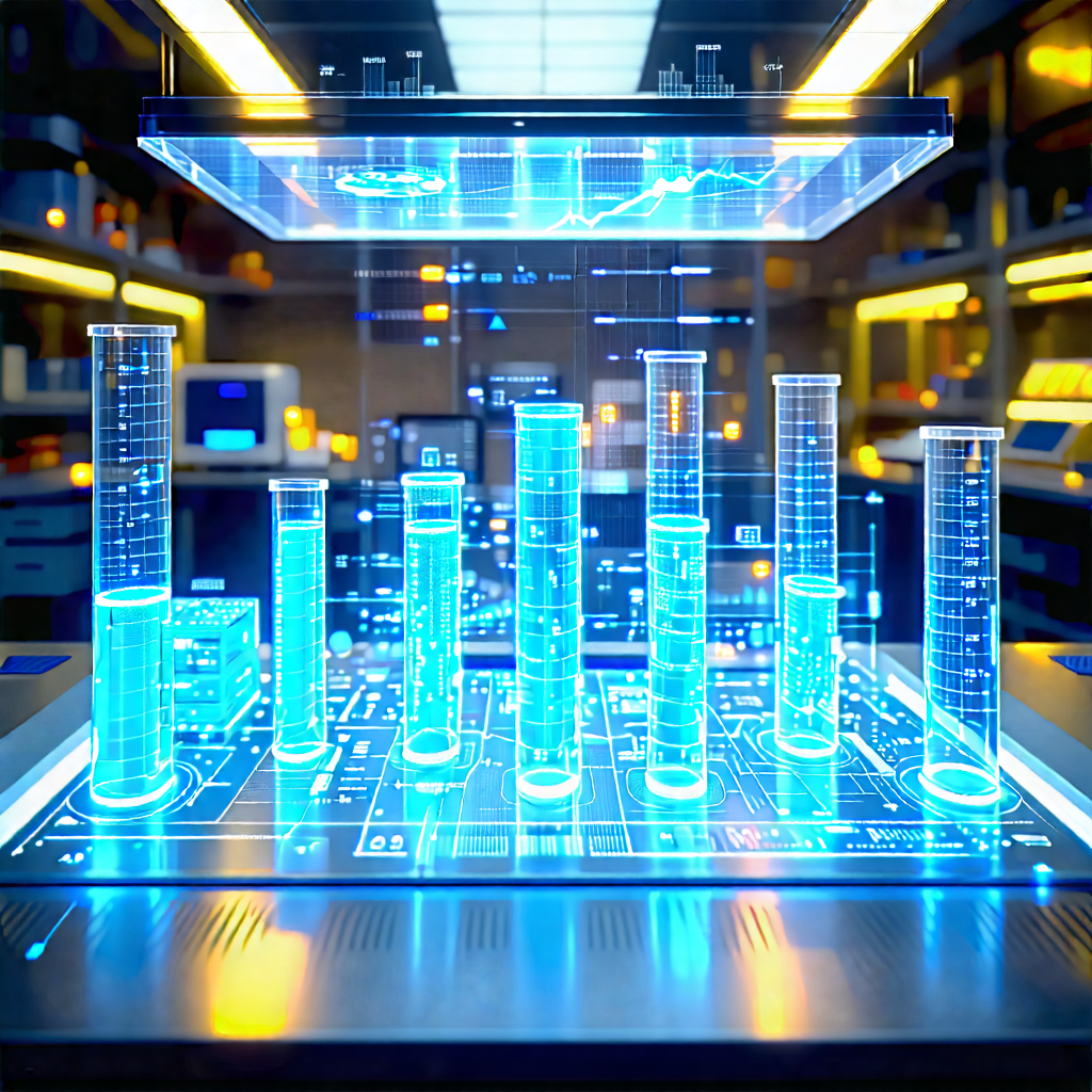 Tech 3d Render: Financial Technology In Modern Laboratory With Large Display