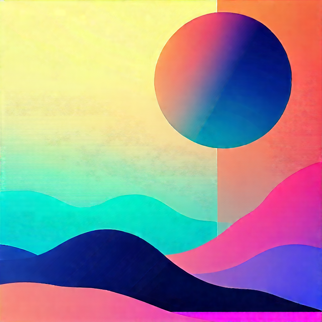 Abstract Technical Illustration: Minimalist Composition With Gradient Color Palette With Sunset Large,