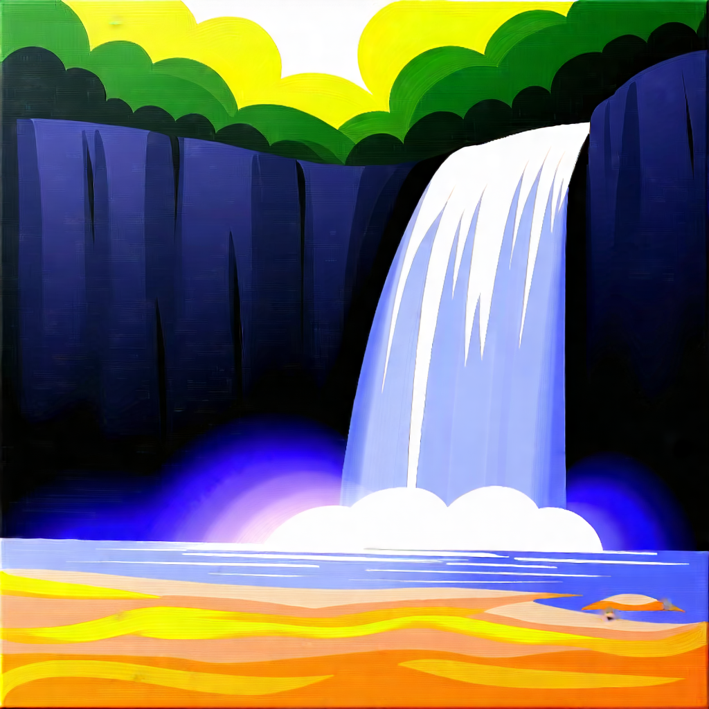 Nature Acrylic Painting: Waterfall in summer