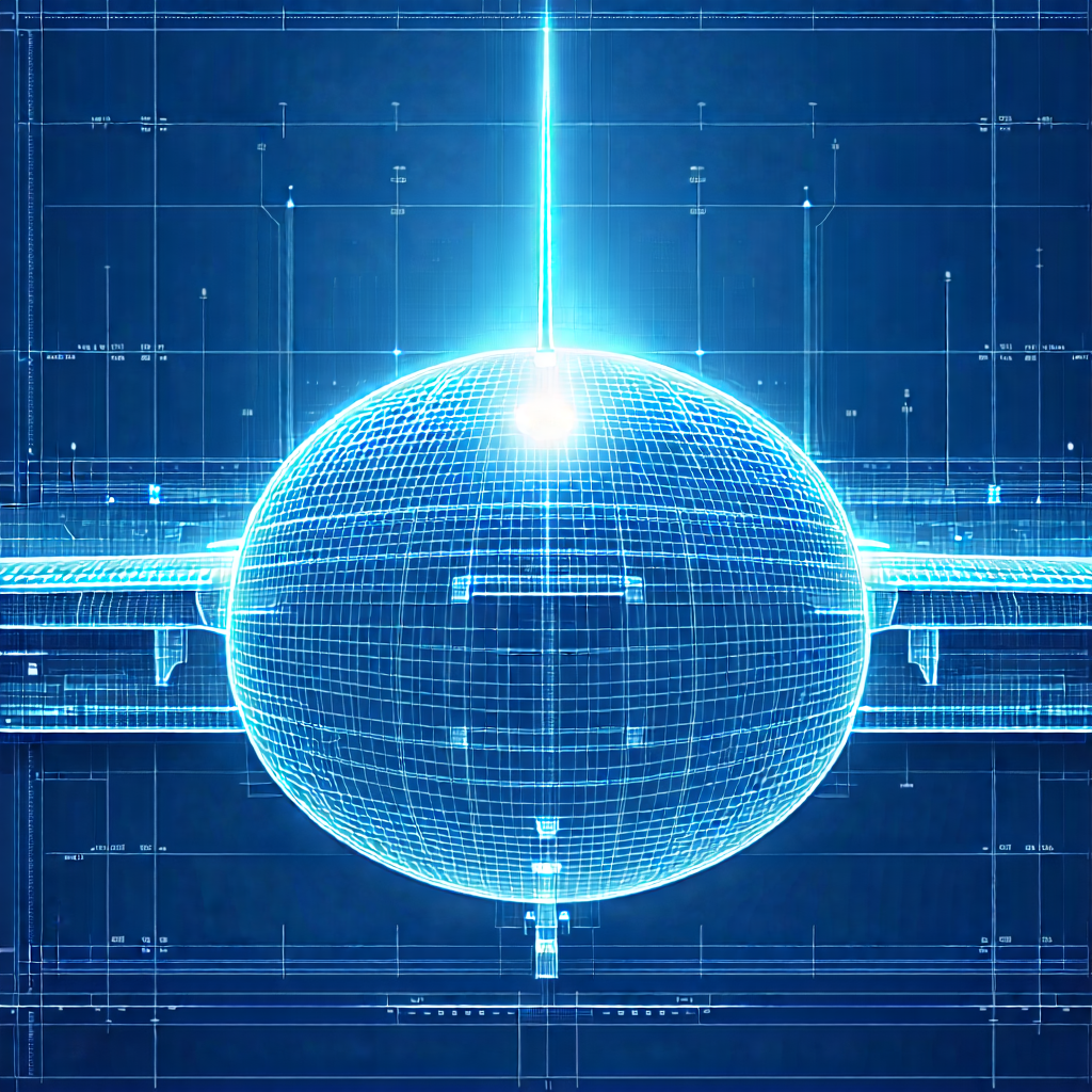 Tech Blueprint Style: Aerospace technology in tech office