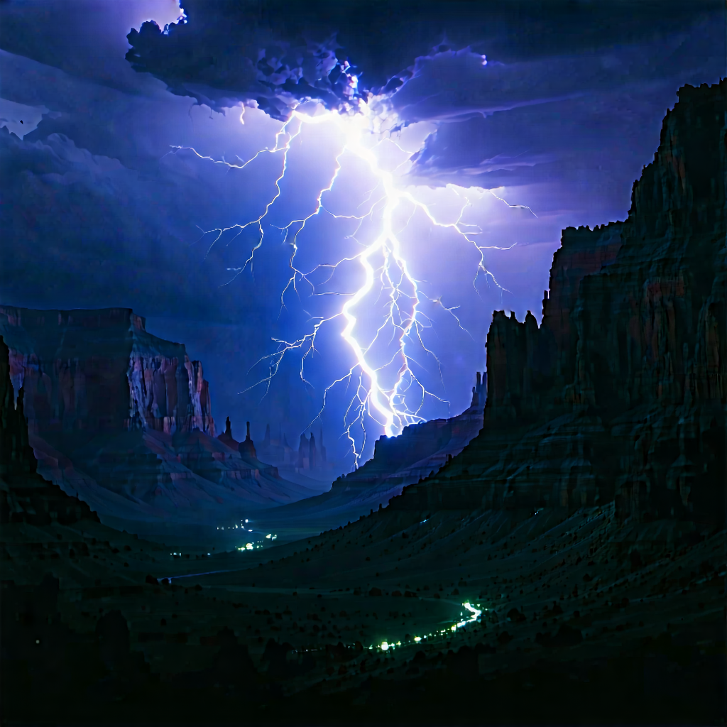 Nature Graphic Design: Lightning Over Canyon Floor With Captures Beautiful