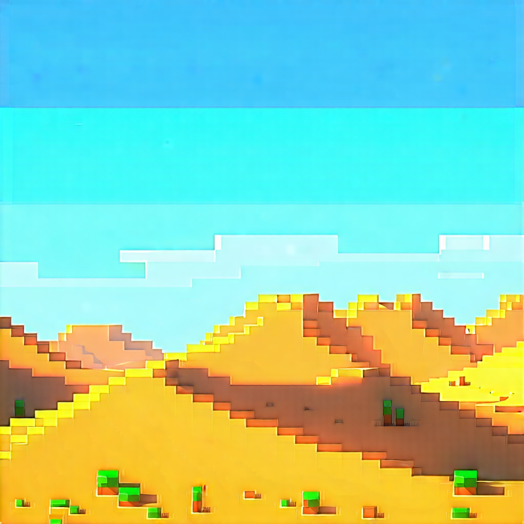 Nature Voxel Art: Clear Sky Over Desert With Computer-generated Picture