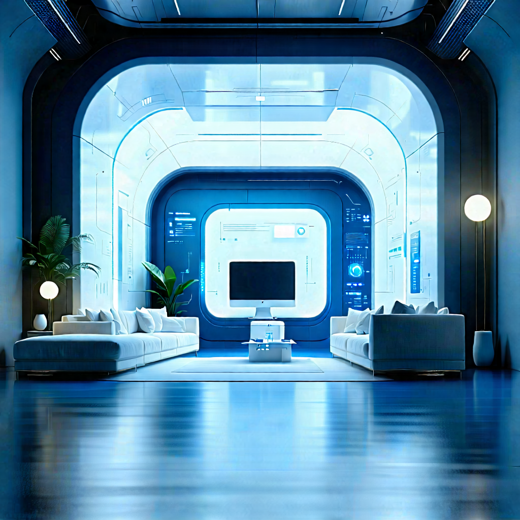 Tech Hdr Photography: Futuristic Tech Startup Office With Large, Open,
