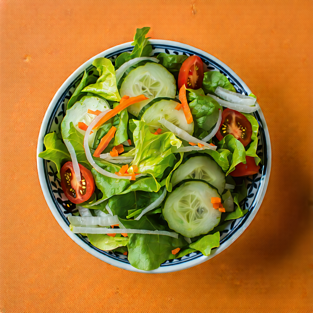 Lifestyle Macro Photography: Fresh Salad Prepared With Fresh Ingredients With Large Bowl