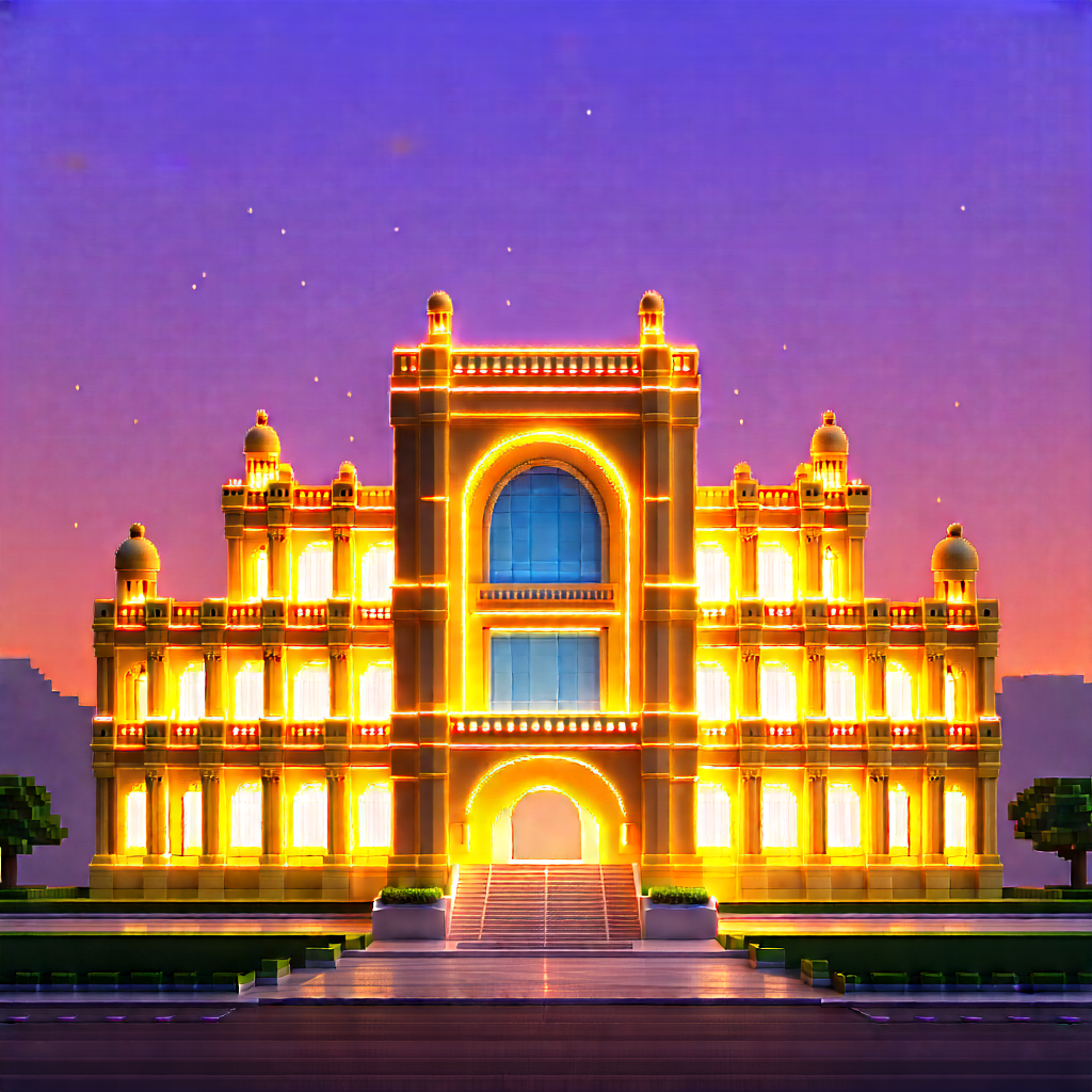 Urban Cinema 4d: Famous Building With (sunset:1.24) Glow With Model Large,