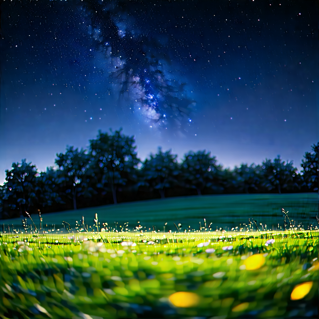 Nature Concept Art: Meadow During Night With Lush Green