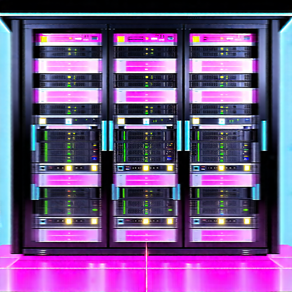 Tech Pastel Drawing: Server rack with laser scanning
