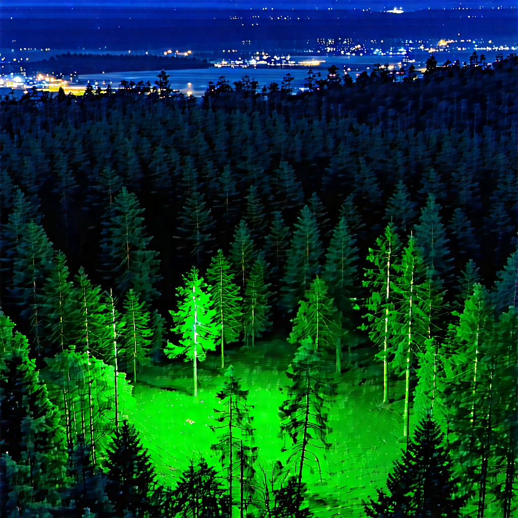 Nature Drone Photography: Forest scene during night