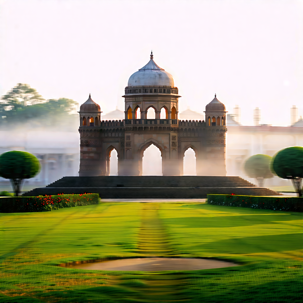 Urban Product Photography: Historic Monument With Morning Mist With Large, Ornate
