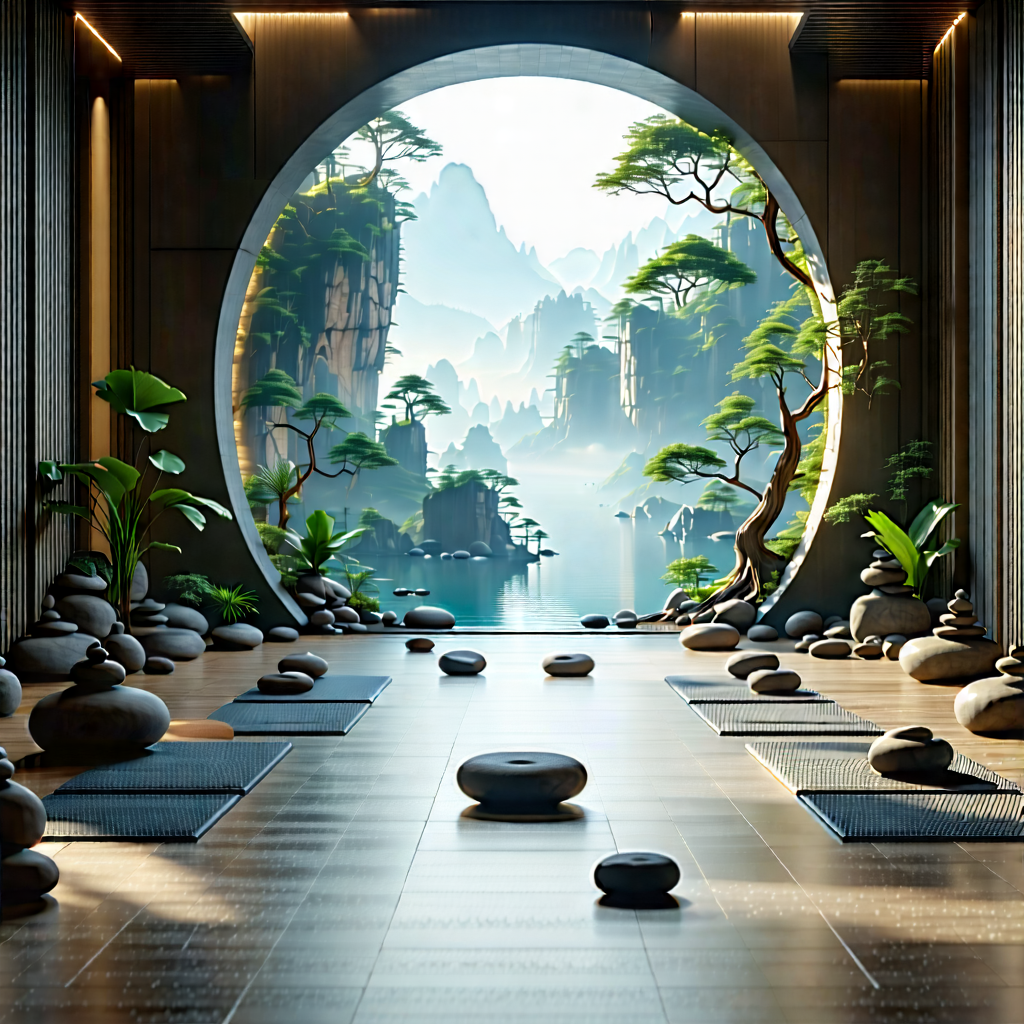 Lifestyle Blender Artwork: Wellness Scene With Meditation Space With Image, There
