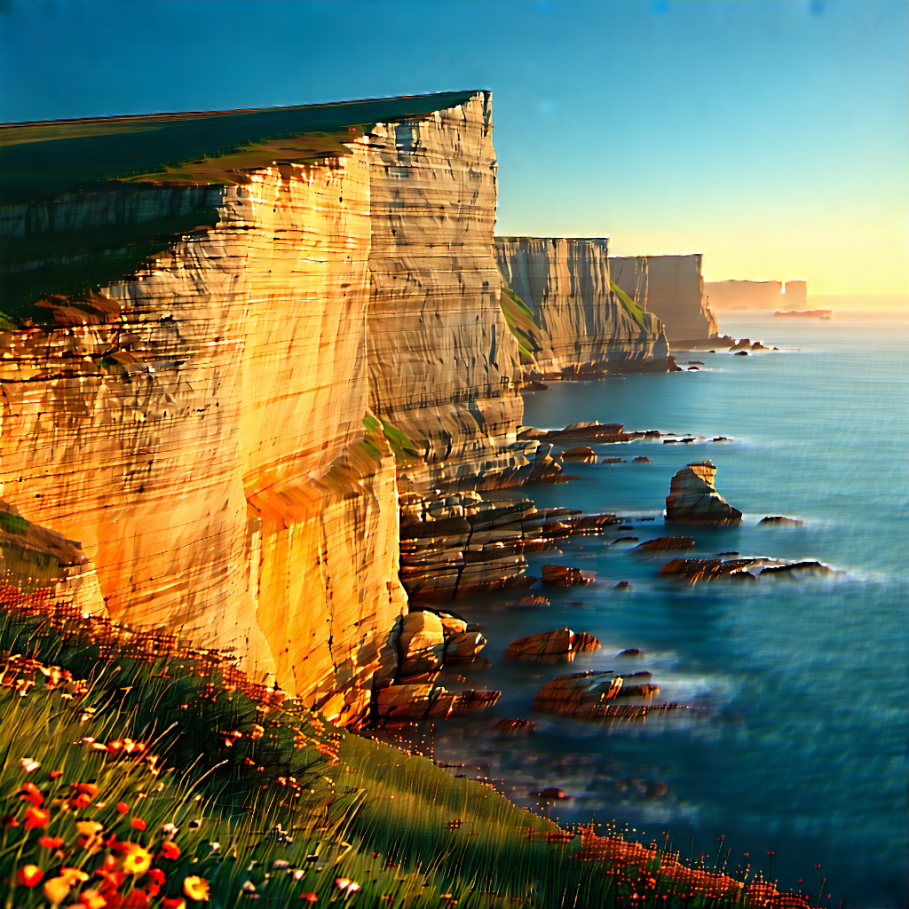 Nature Hdr Photography: Coastal Cliff During Sunrise With Beautiful Coastal