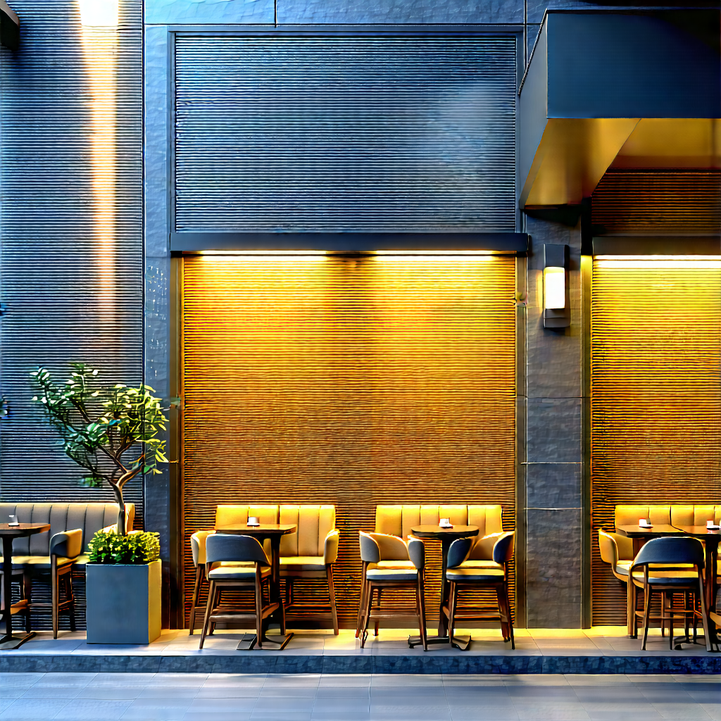 Urban Octane Render: Urban Street With Outdoor Seating With Restaurant Tables