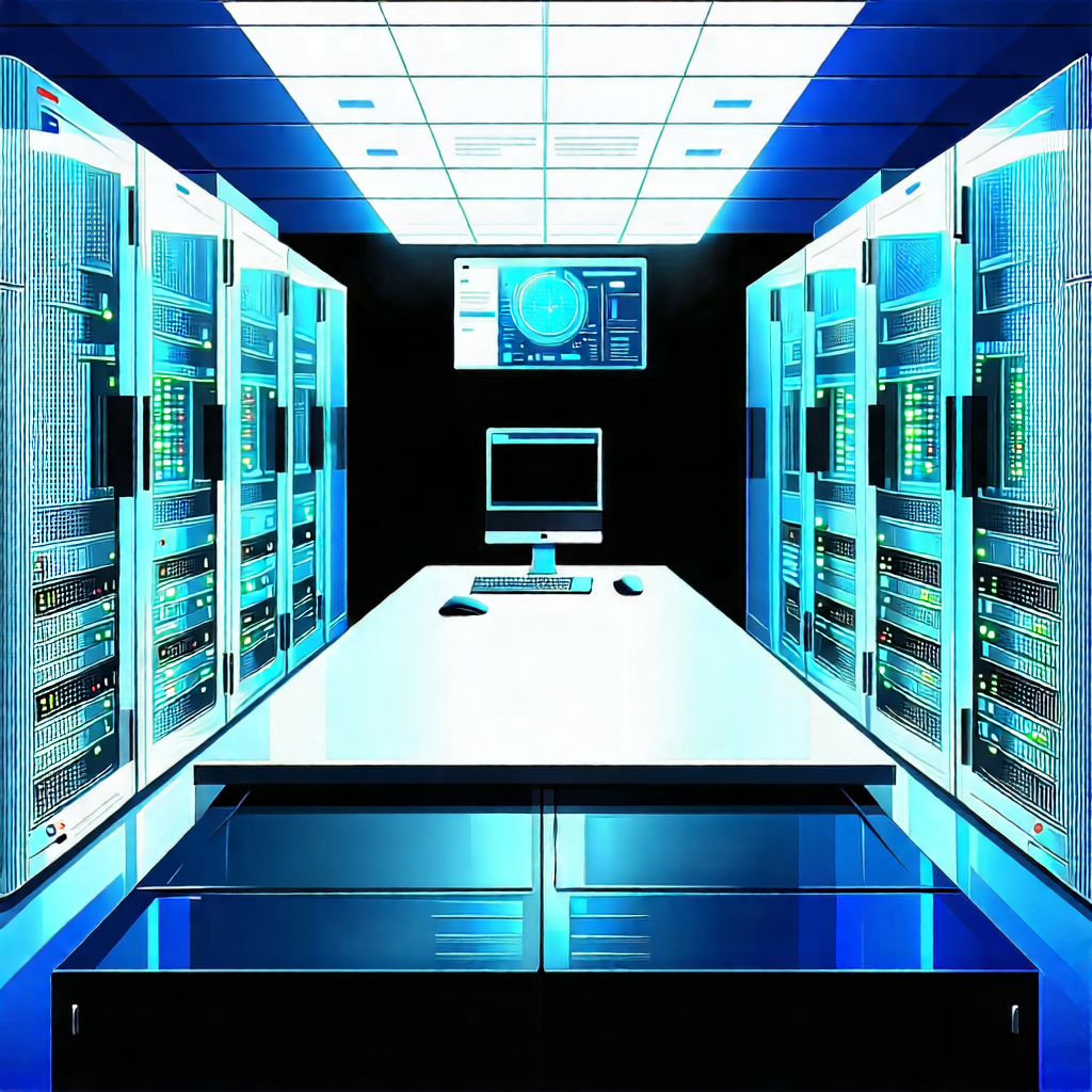 Tech Watercolor Painting: Futuristic server room