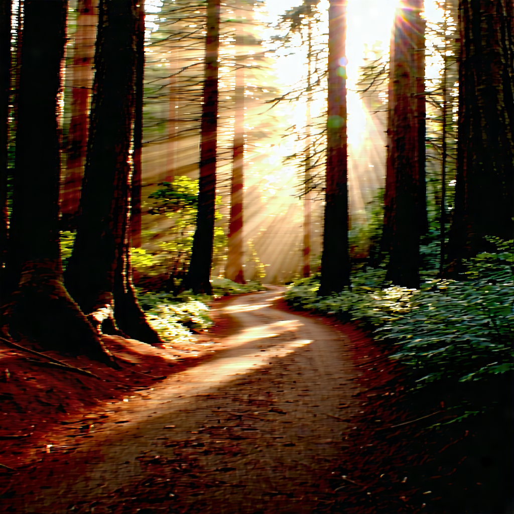 Nature Advertising Photography: Path Through Redwood Forest With Pathway Surrounded