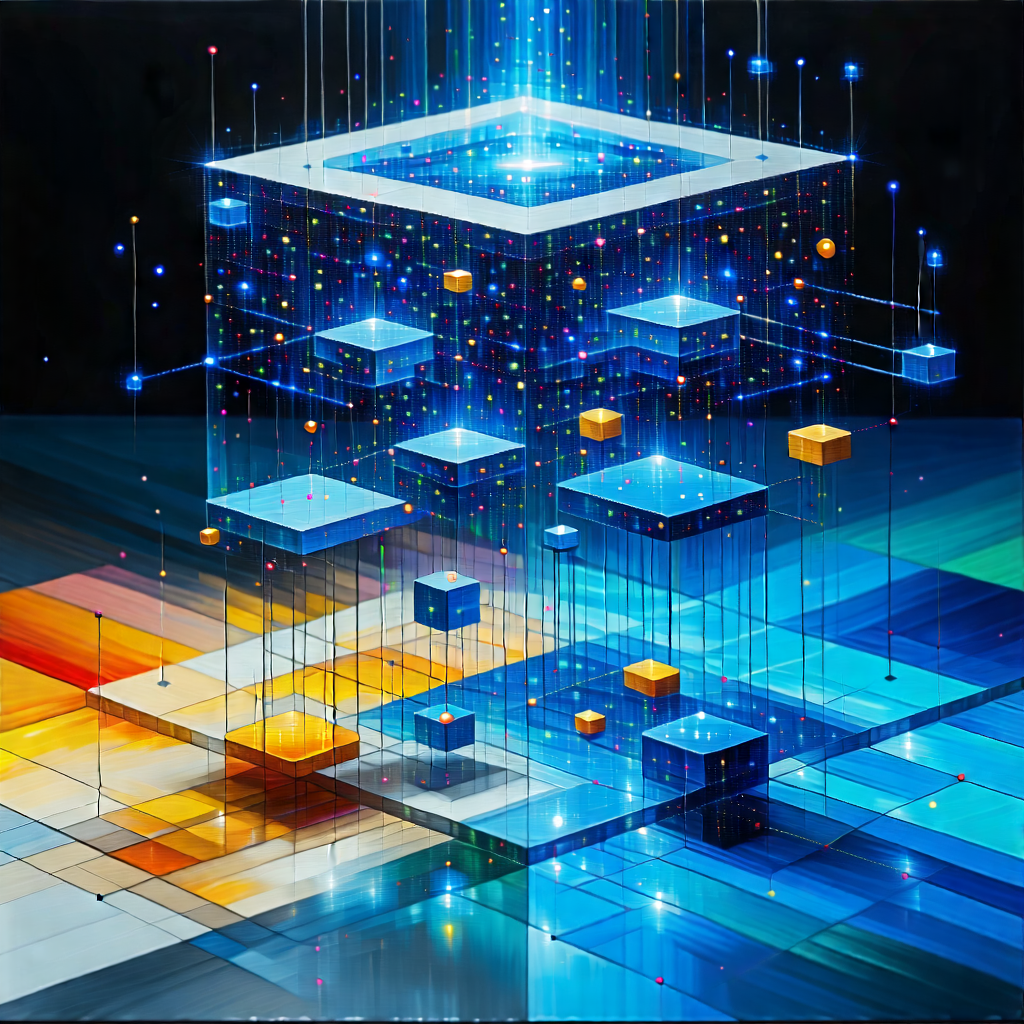 Tech Acrylic Painting: Blockchain Network Visualization With Image, There