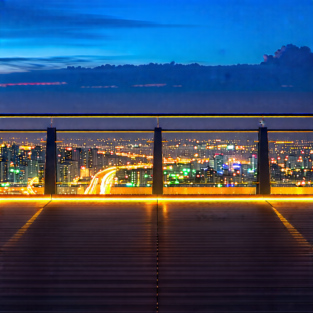 Urban Architectural Photography: Observation Deck With (city:1.32) Lights With Captures Beautiful