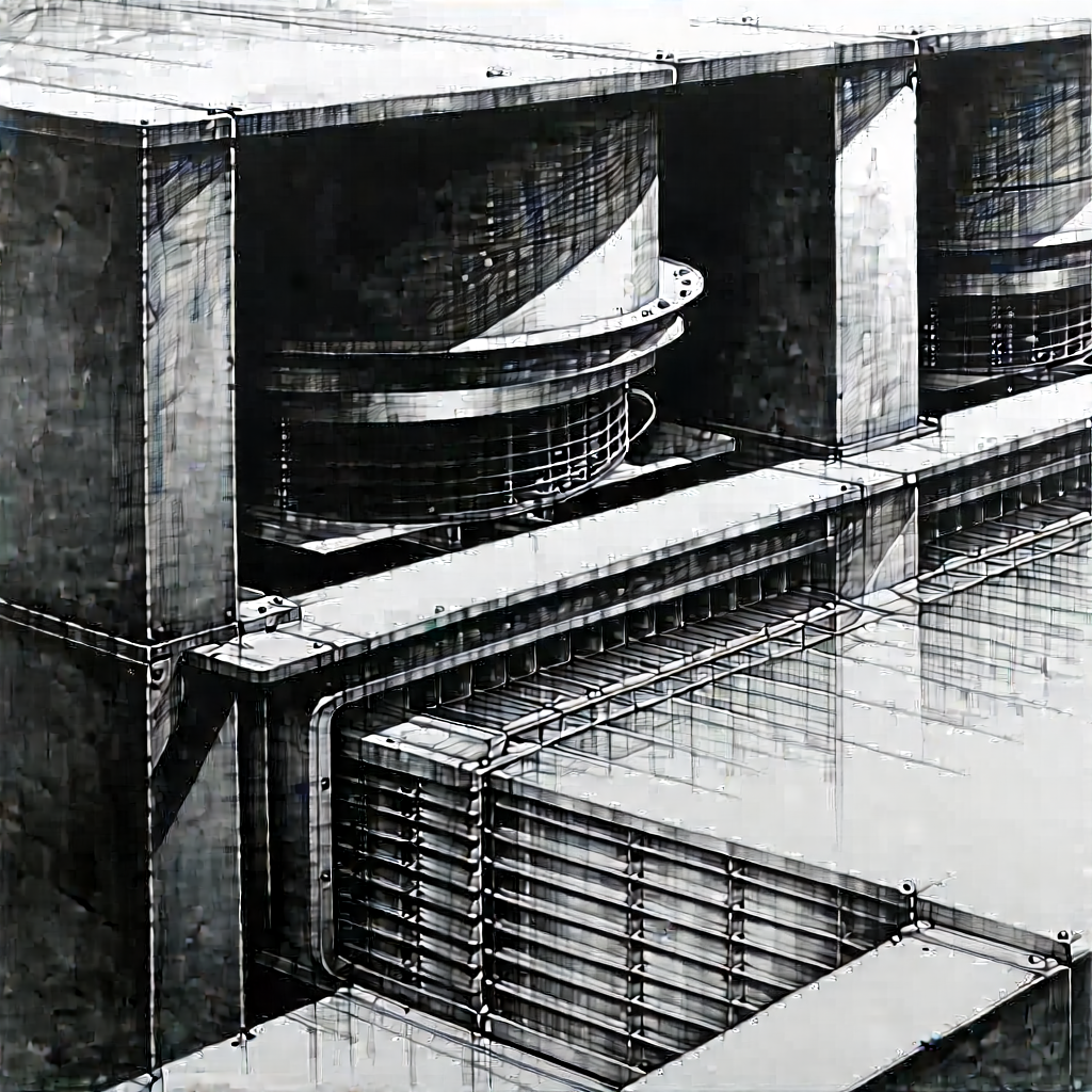 Tech Charcoal Drawing: Close-up Of Cooling System With Image, There