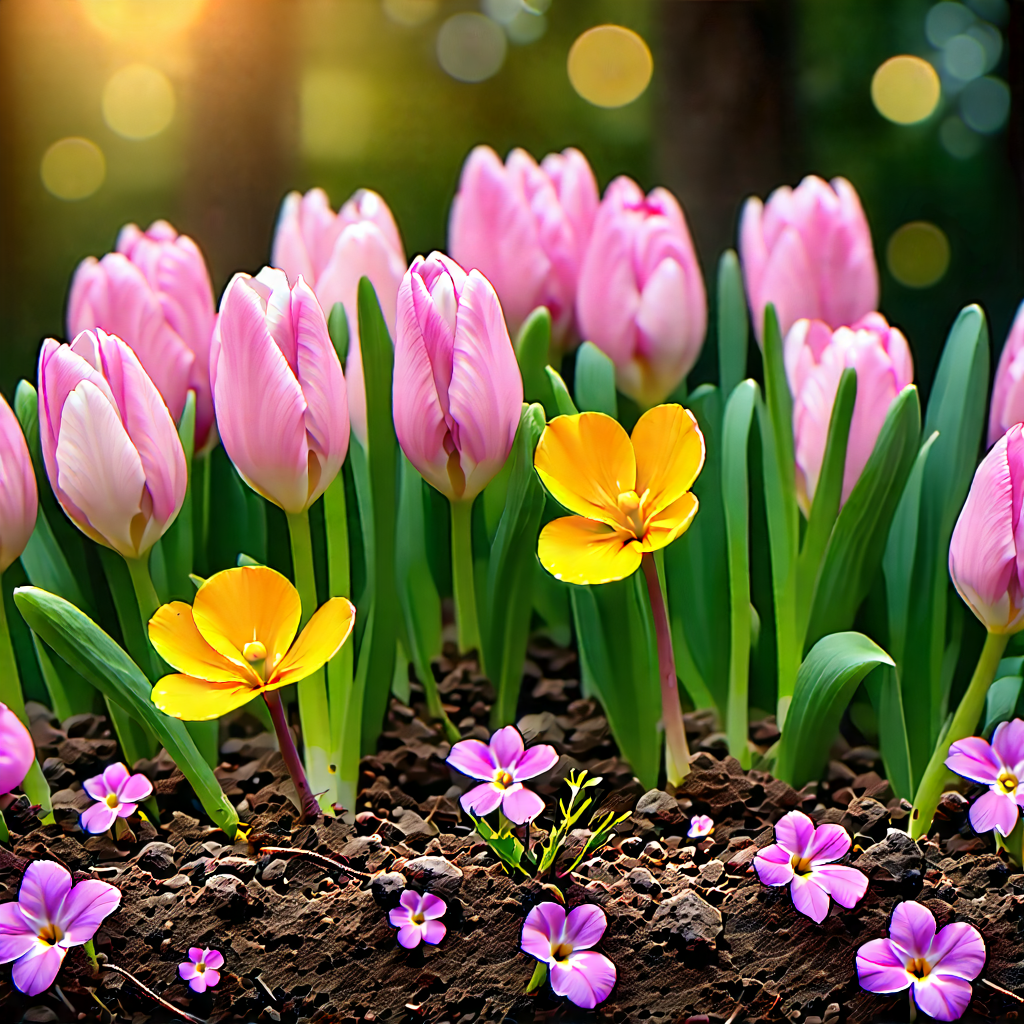 Lifestyle Flat Design: Spring Gardening During Holiday Season With Beautiful Garden