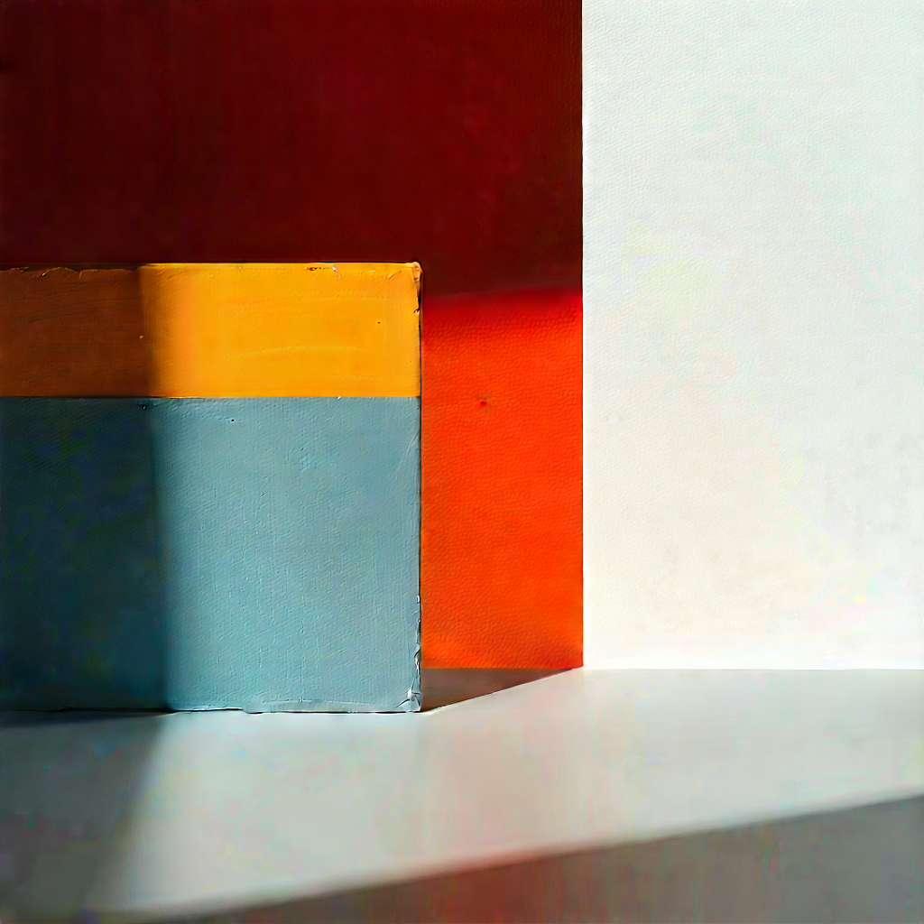 Abstract Digital Art: (minimalist:1.36) Composition With Color Block With White Wall