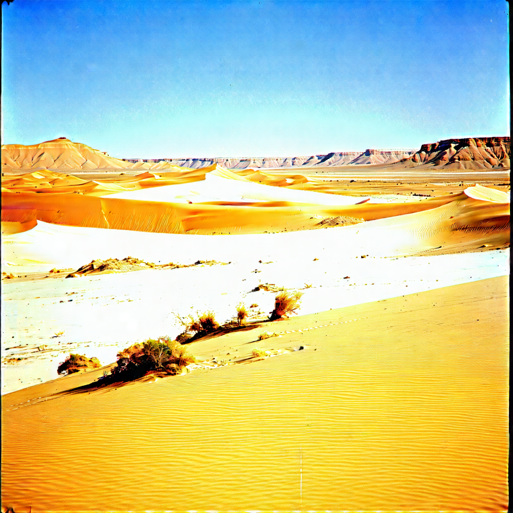 Nature Lithograph: Desert Landscape During Midday With Vast Desert