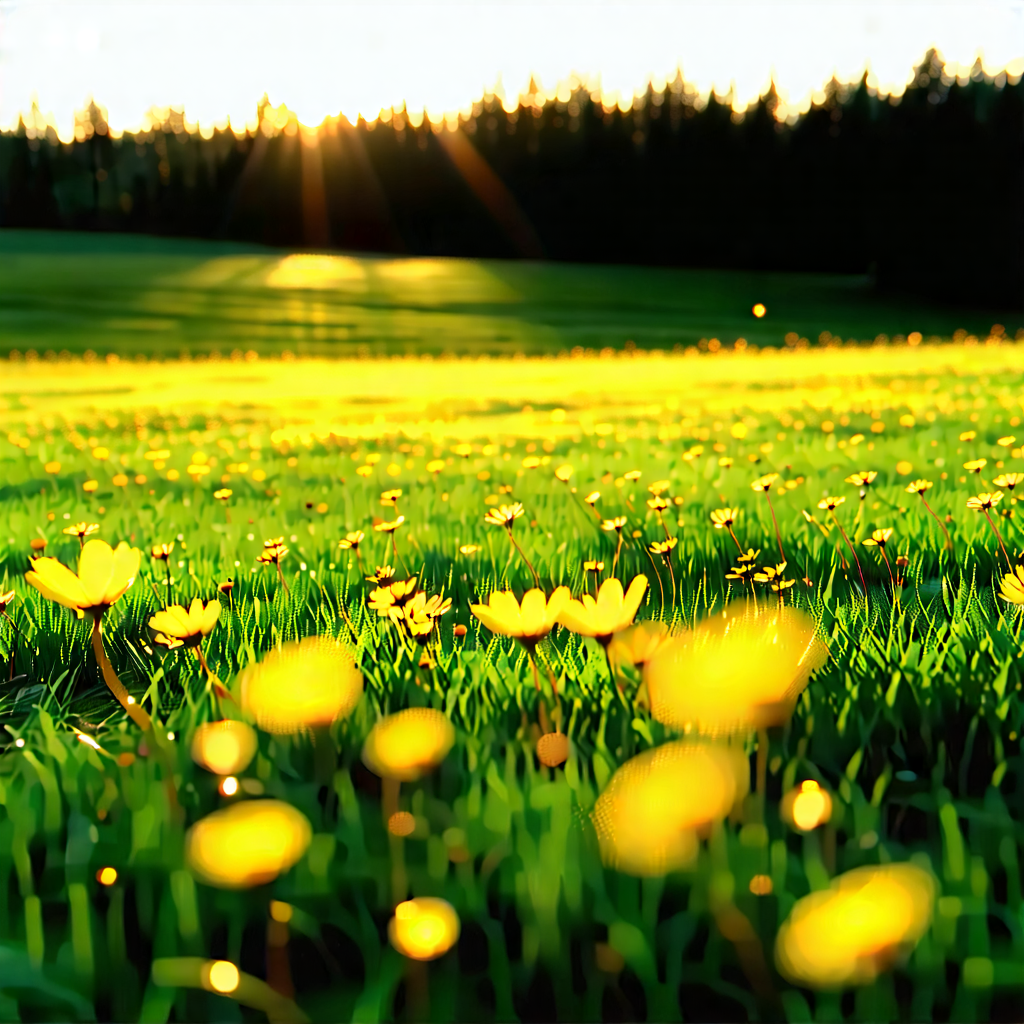 Nature Cinema 4d: Meadow During Sunrise With Lush Green
