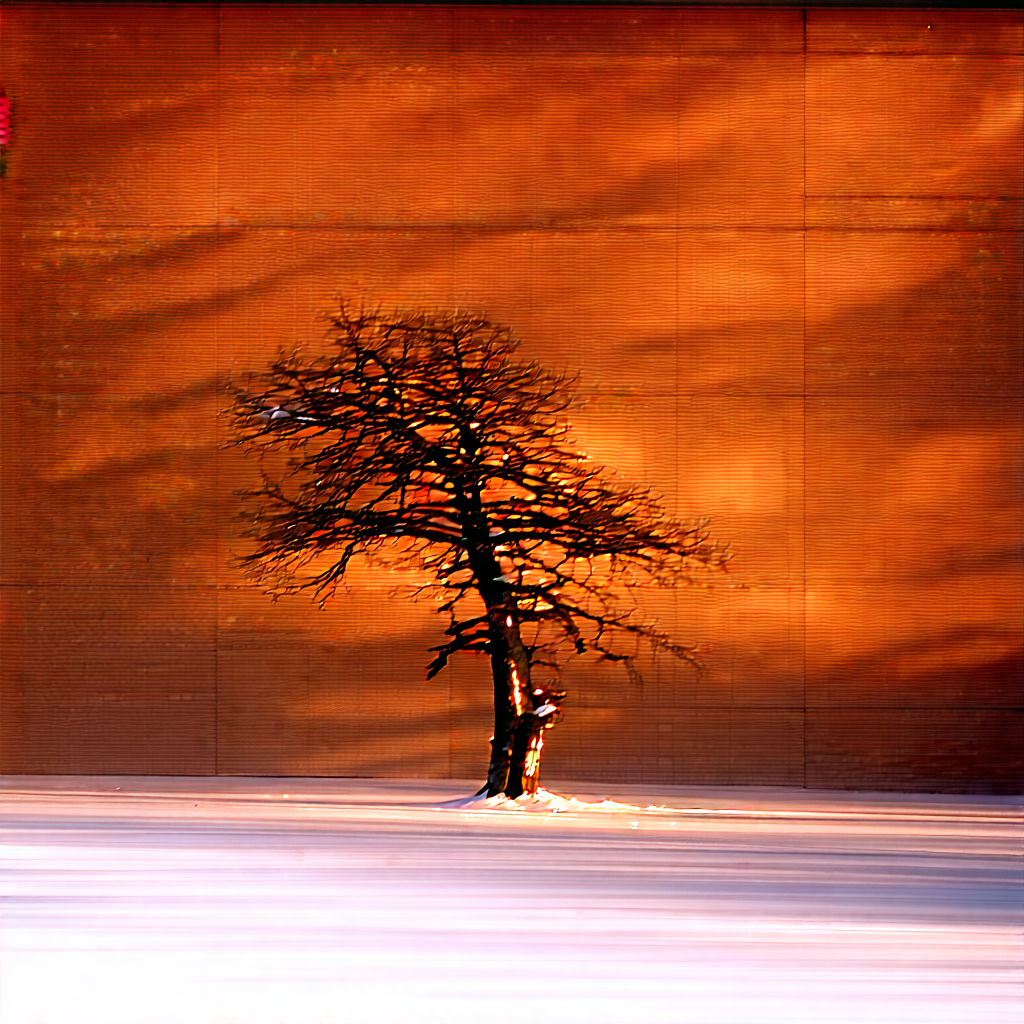 Nature Macro Photography: (ancient:1.37) Tree In Winter Snow With Lone Tree