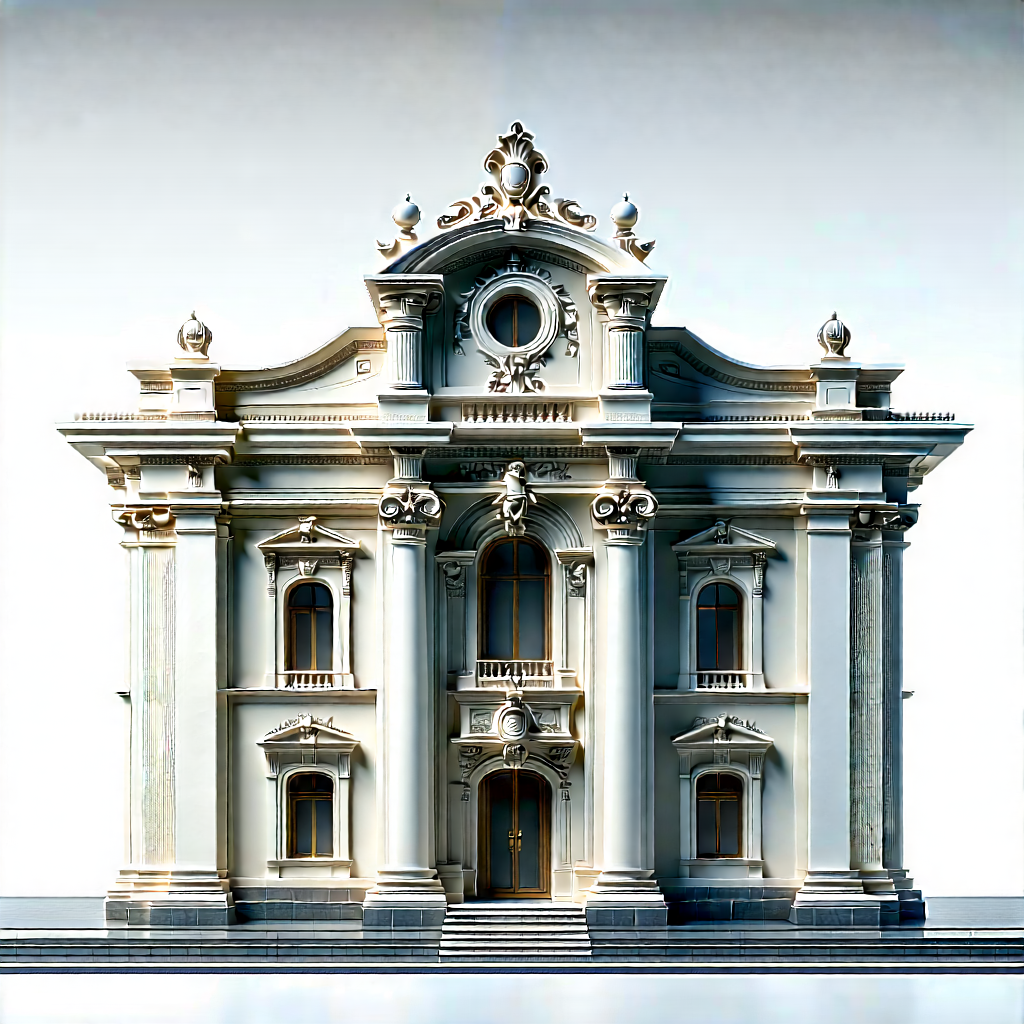 Urban Cinema 4D: Historic building with (minimalist:1.42) design
