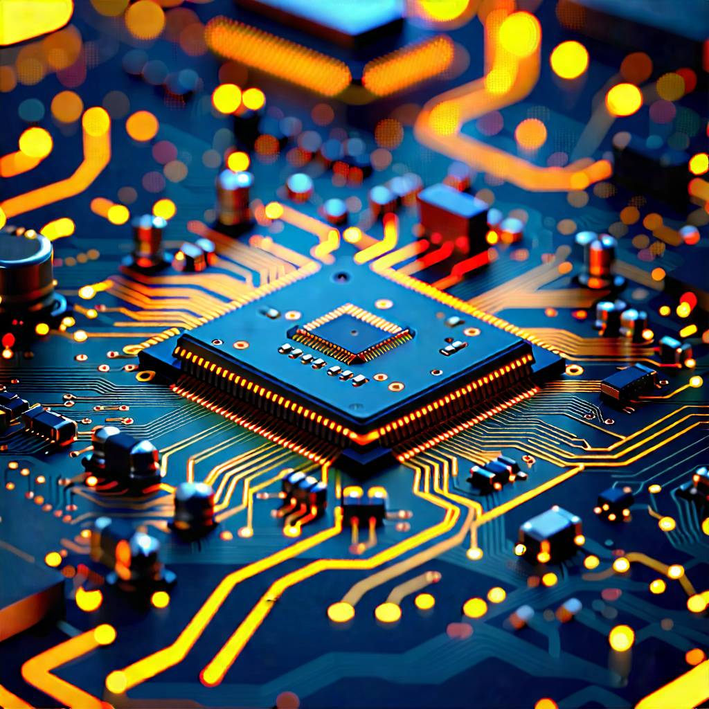 Tech Vector Art: Close-up Of Electronic Circuit With Computer Chip