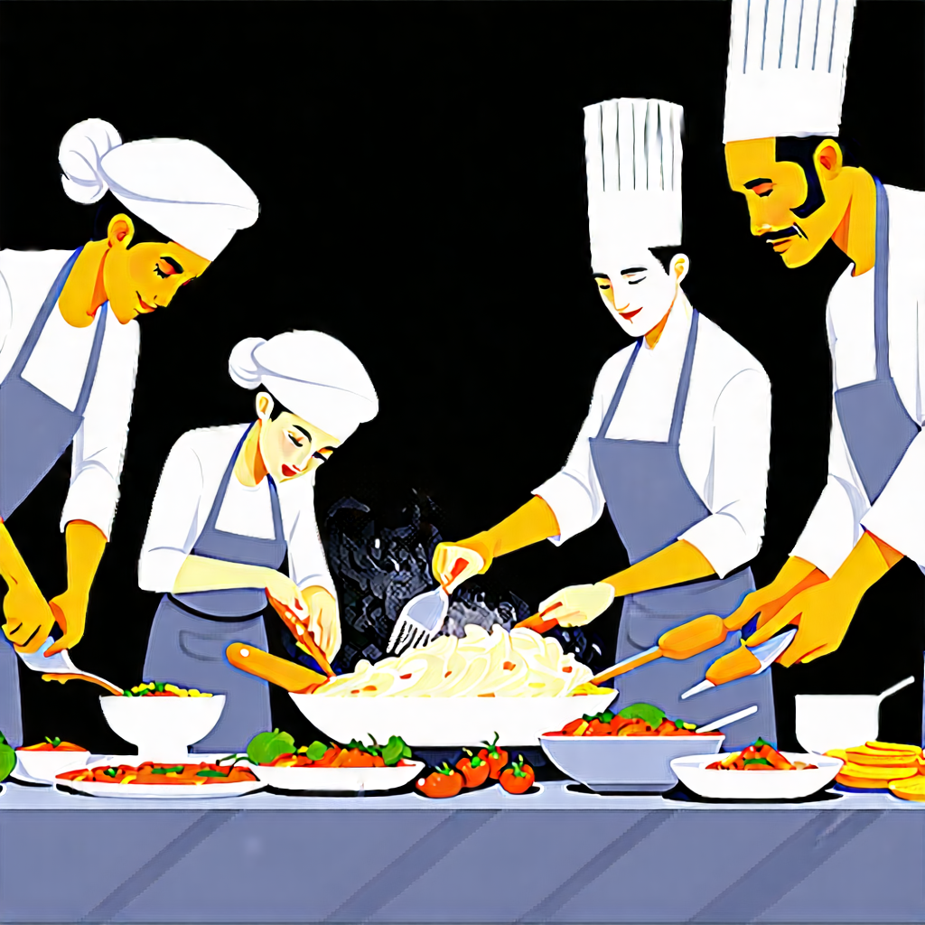 Lifestyle Acrylic Painting: Cooking Class With Diverse Friends With Image, Group