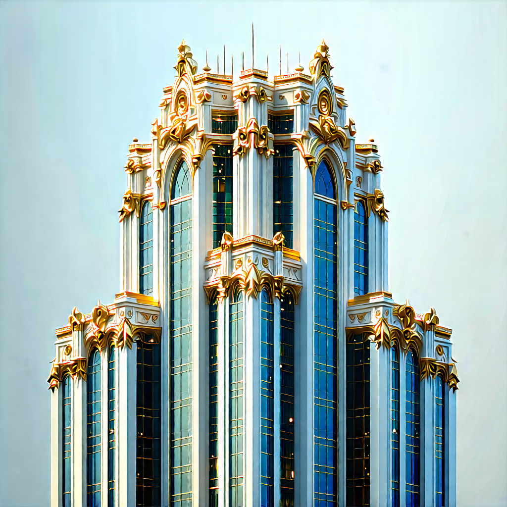 Urban Low Poly: Skyscraper With Ornate Details With Large, Ornate