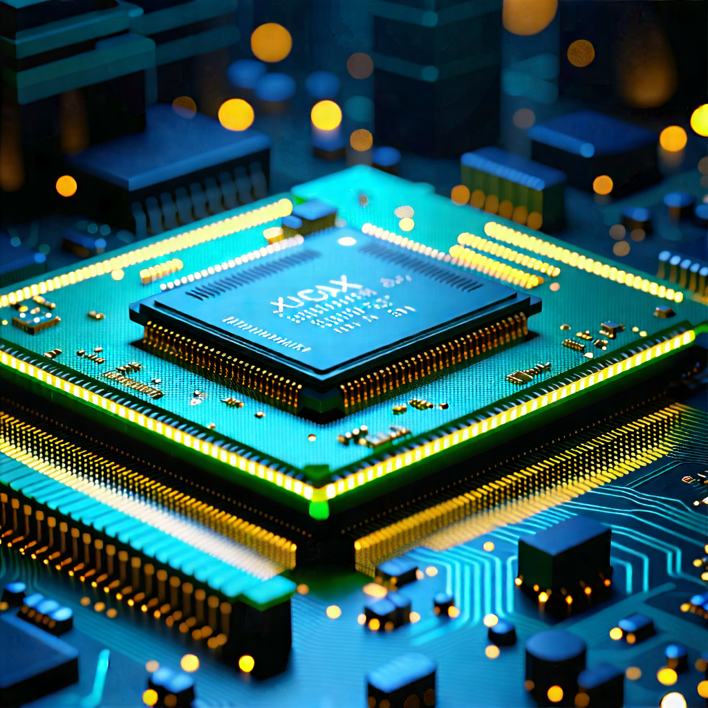 Tech Voxel Art: Close-up Of Microprocessor With Close-up Computer