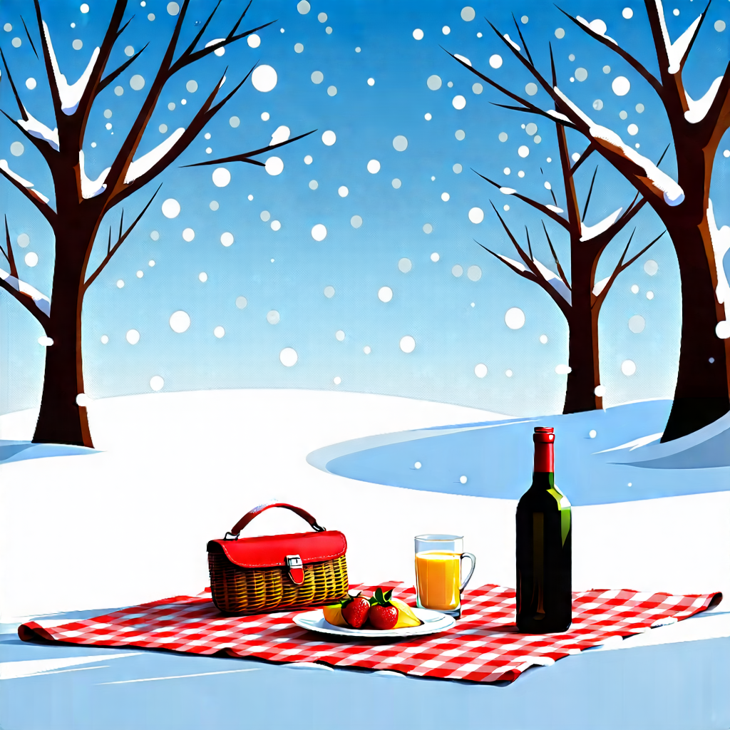 Lifestyle Flat Design: Summer Picnic During Winter With Image, There