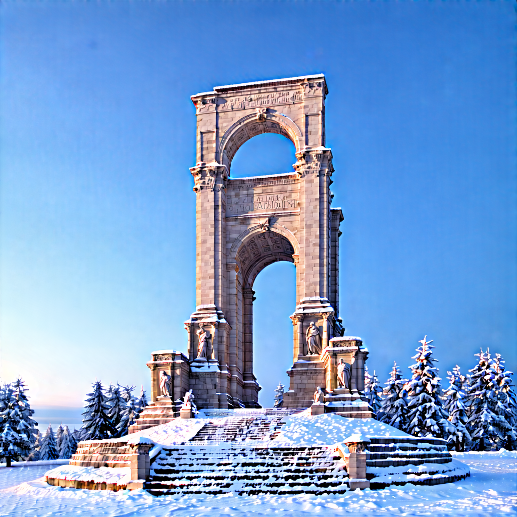Urban Advertising Photography: Historic Monument With Snow Covering With Large, Snow-covered