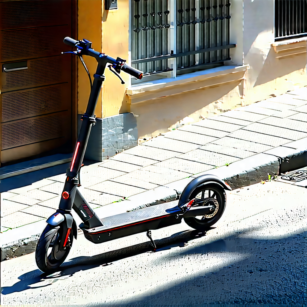 Urban Isometric Design: City electric scooter in quiet side street