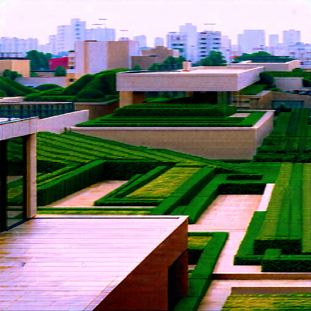 Urban Editorial Photography: Rooftop garden with sightseeing