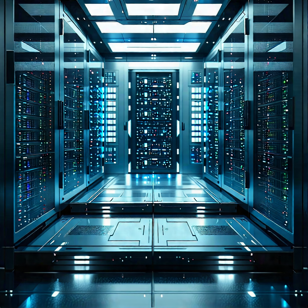 Tech Geometric Design: Futuristic server room