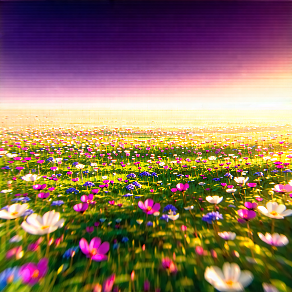 Nature Infographic Style: Wildflowers In Sunlit Clearing With Beautiful Field