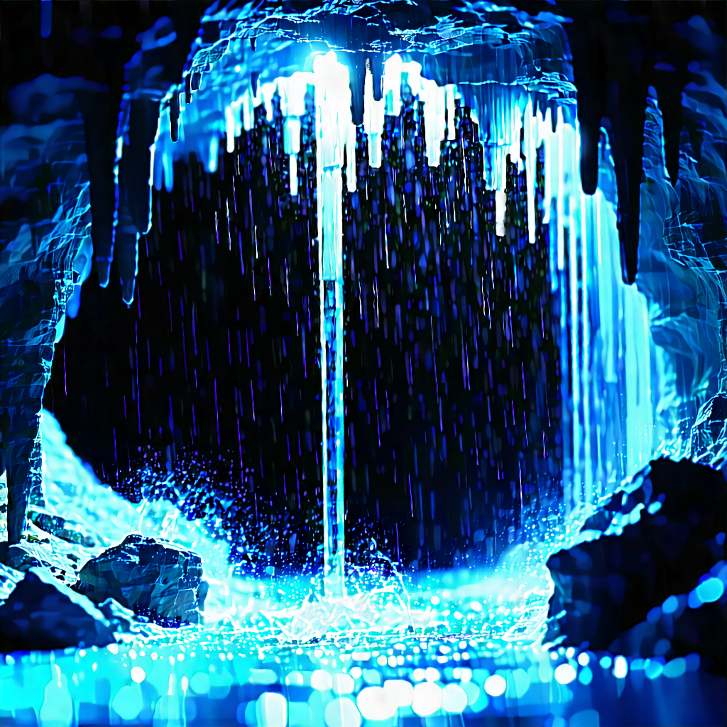 Nature Aerial Photography: Cave Entrance In Rainy Season With Waterfall Blue
